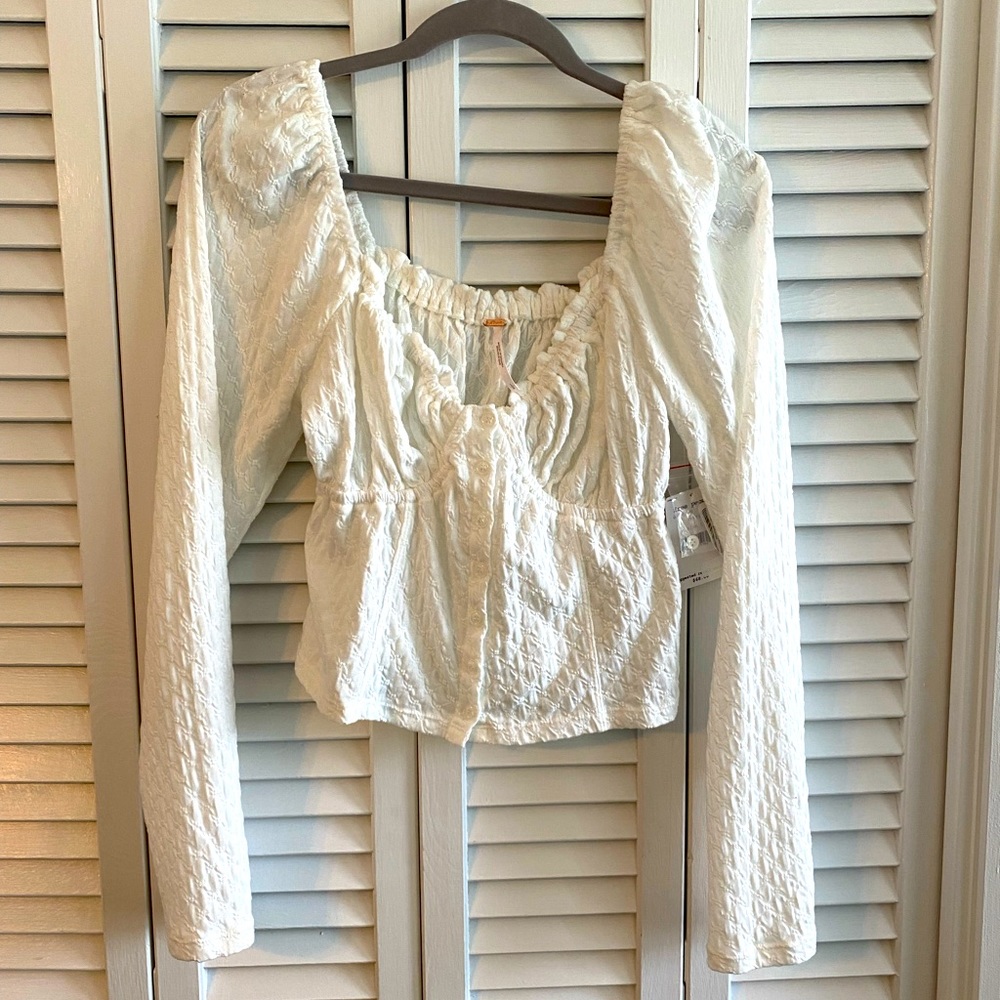 NWT Free People Ladybug Longsleeve Top White L